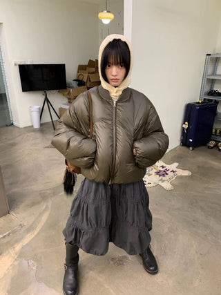 [NEVERSEEZ] Cropped Puffer Down Jacket