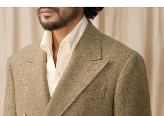 [CULTUM] Wool Blend Herringbone Double-Breasted Suit