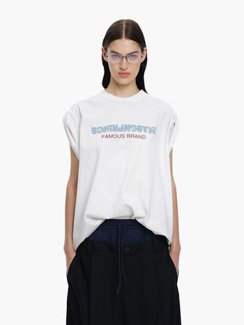 [MASONPRINCE] Embroidery Rolled-Sleeve Tee