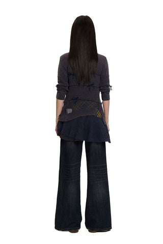 [Moromoro2] Openwork Mesh Bow V-Neck Knit  Cardigan