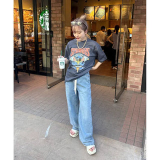 String denim pants
