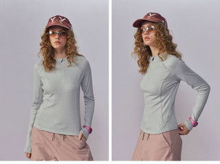 [Monterest] Fleece-Lined Half-Zip Long Sleeve Tee