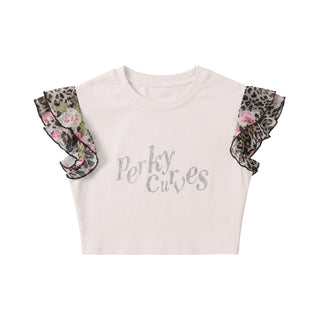 [NECY] Floral Leopard Flutter Crop Top