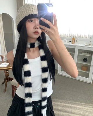STRIPE ANGORA MUFFLER