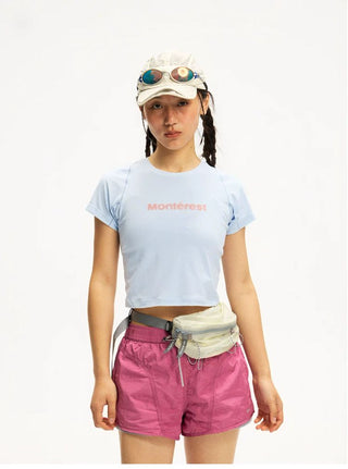 [Monterest] Quick-Dry Slim Fit Crop Logo Tee
