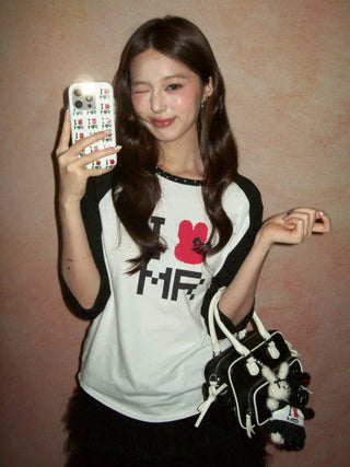 [moromoro2] Mosaic Print Raglan T-Shirt