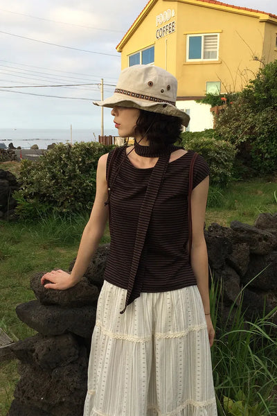 [Scarf Set] Striped Sleeveless Top