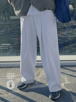 Mali Single-Pleat Brushed Wide Pants