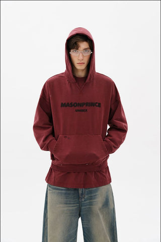 [MASONPRINCE] Layered Fake Two-Piece Hooded Sweatshirt