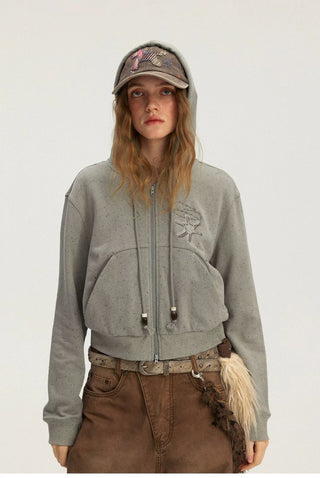 [Monterest] Speckled Hooded Zip-Up Sweatshirt