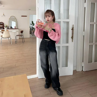 Wide denim pants