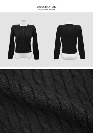 Fur Twisted Round Knitwear Cardigan