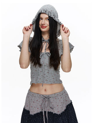[NECY] Coquette Floral Dot Hooded 3