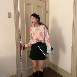 Argyle wool knit