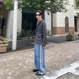 Side-colored denim pants
