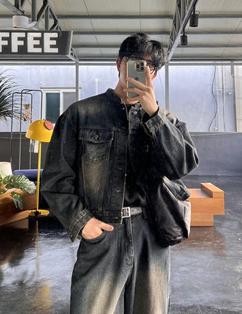 Nostalgia Mandarin Collar Denim Jacket (no.727)