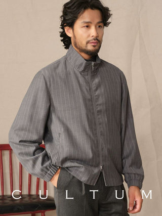 [CULTUM] Wool Blend Stand Collar Zip Jacket