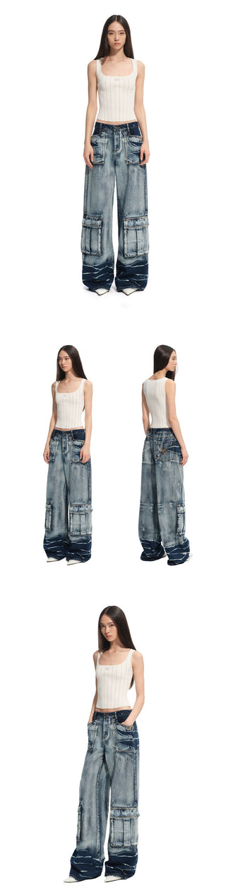 [NOTAWEAR] Lightning Wash Wide-Leg Denim  Pants