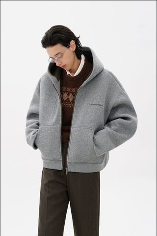 [MASONPRINCE] Heavyweight Air Layer Stand Collar Hoodie Set