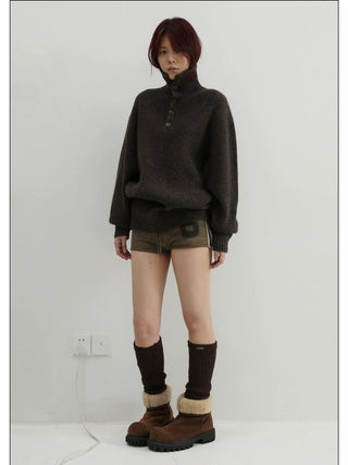 MASONPRINCE Stand Collar Knit Sweater