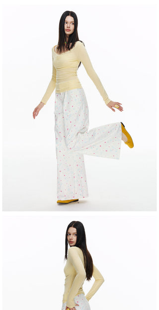 [NECY] Heart Cat Printed Wide Pants