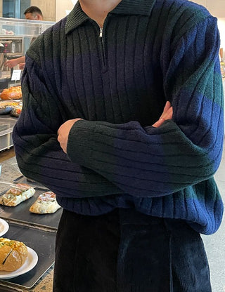 Indeed Striped Wool Collar Knit (4 colors)