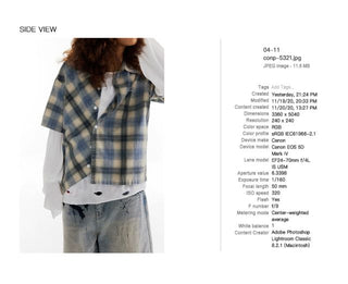 CONP Asymmetric bias-cut plaid shirt (blue)