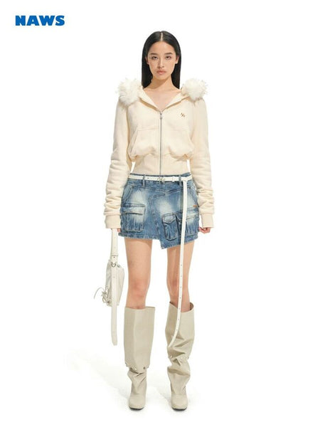 [NOTAWEAR] Multi-Pocket Denim Mini Skirt