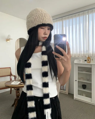 STRIPE ANGORA MUFFLER