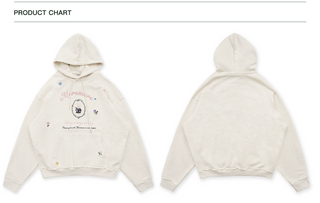 [Moromoro2] Embroidered Floral Hooded  Sweatshirt