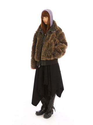 [NeverSeez] Striped Hooded Base Layer Knit Top