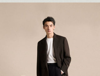 [CULTUM] Wool Blend Double Breasted Relaxed Blazer