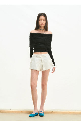 [NOTAWEAR] Fake two-piece textured skirt