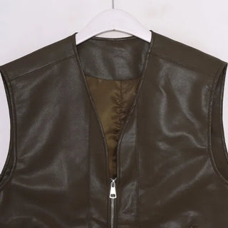 Leather zip-up vest