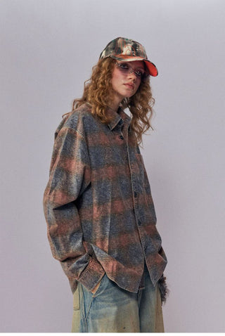 [Monterest] Washed Brushed Plaid Flannel Shirt