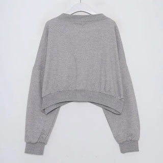 Button-up semi-cropped sweatshirt cardigan