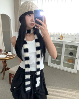 STRIPE ANGORA MUFFLER