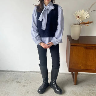 Back Ribbon Angora Vest
