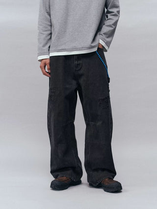 [Monterest] Distressed Washed Cotton Work Pants