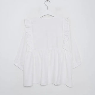 V-neck frill blouse