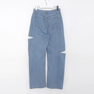 Side-cut denim pants