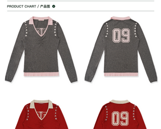 [Moromoro2] Star Jacquard Faux Two-piece Knit  Top