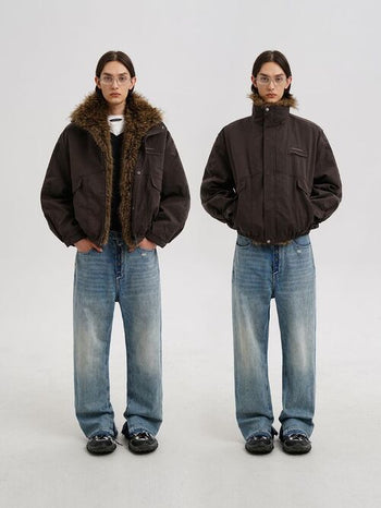 [MASONPRINCE] Detachable Faux Fur Collar Jacket