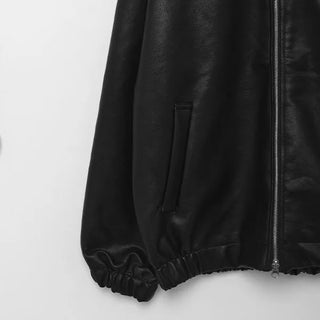 2-way zip leather jacket