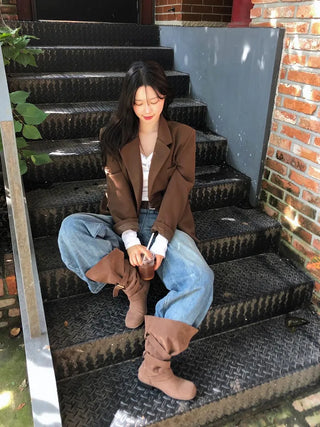 Suede button jacket