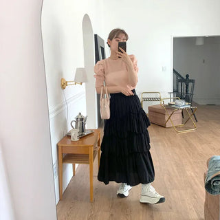 Can-can frill long skirt