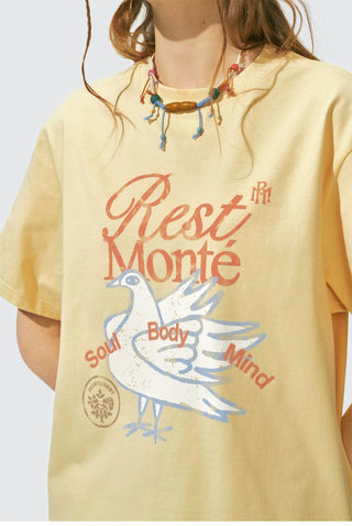 [Monterest] Washed Peace Dove Print T-Shirt