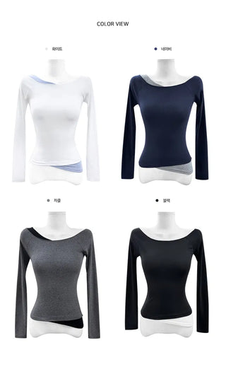 Unbalanced Color Block Off-Sleeveless T-Shirt - 4 Colors