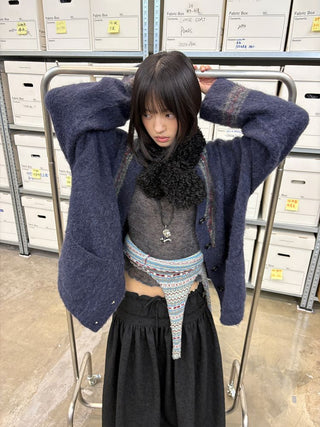 [NEVERSEEZ] Fair Isle Knit Halter Vest