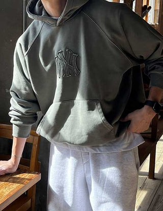 NY Patch Embroidery Pigment Fleece Hoodie (3 colors)